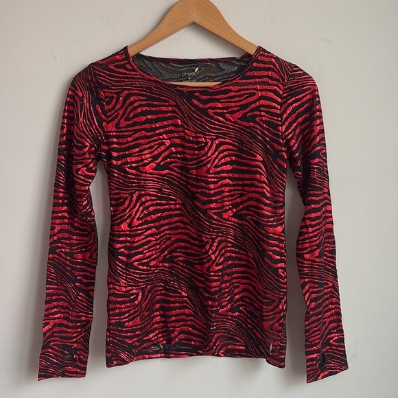 Pheel Peekaboo Foil Mesh Long Sleeve Top SMALL NEW! - Picture 1 of 8